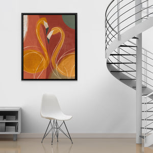 Flamingo Hearts Entwined - Luxury Wall Art