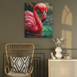 Flamingo Reflection - Pink Wall Art for Bathroom