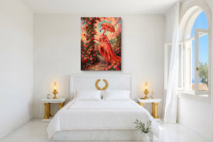 Flamingo's Rose Stroll โ flamingo's rose stroll bedroom with window 1port flush print