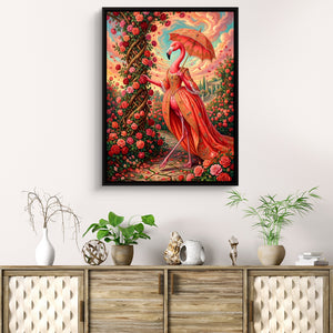 Flamingo's Rose Stroll โ flamingo's rose stroll sq beach cabinet 1port framed black