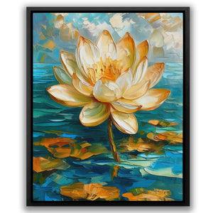 Floating Lotus - Blue Nature Canvas Print