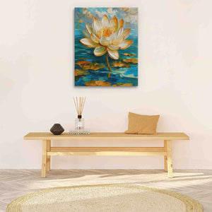 Floating Lotus - Wall Art in Black Frame