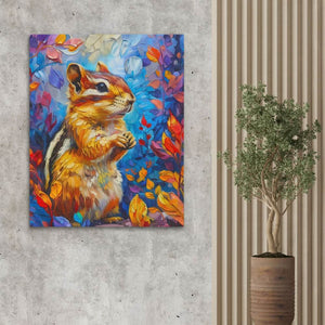 Floral Chipmunk - Wall Art in Black Frame