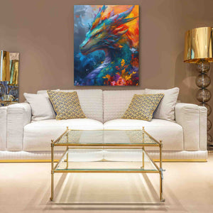 Floral Firepower - Dragon Wall Art in Black Frame