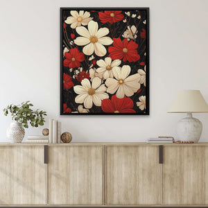 Floral Symphony - Flowers Wall Art in Black Frame