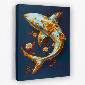 Floral White Shark - Albino Canvas Wall Art