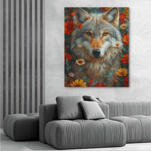 Floral Wolf - Large Watercolor Canvas Print