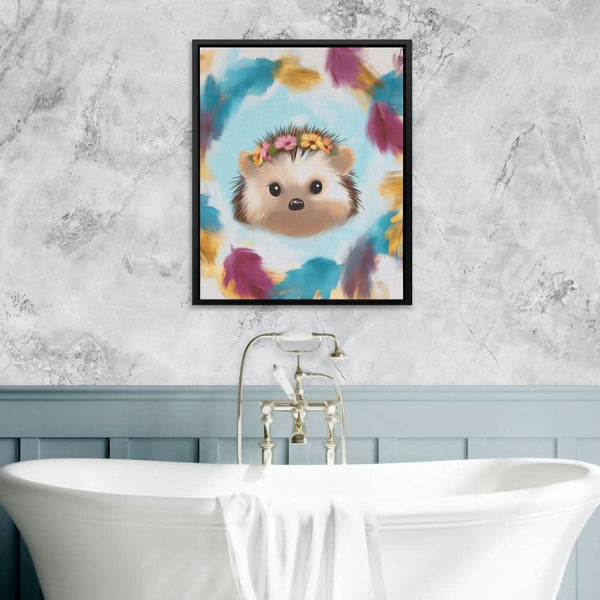 Flower Crown Hedgehog in a room