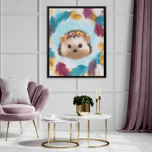 Flower Crown Hedgehog - Luxury Wall Art