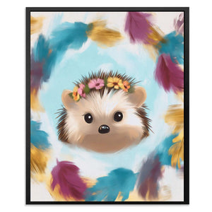 Flower Crown Hedgehog - Luxury Wall Art