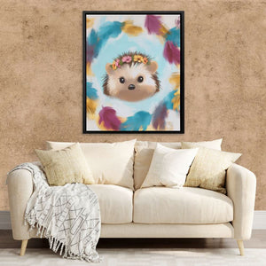 Flower Crown Hedgehog - Luxury Wall Art