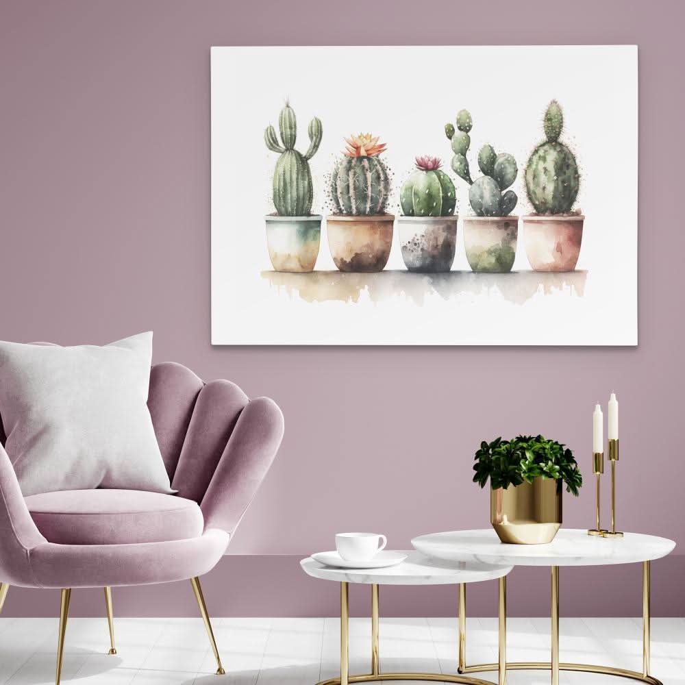 Flowering Cacti - Cactus Wall Art in Black Frame