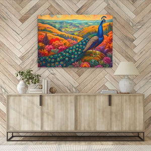 Flowing Feathered Tail - Colorful Floral Canvas Print