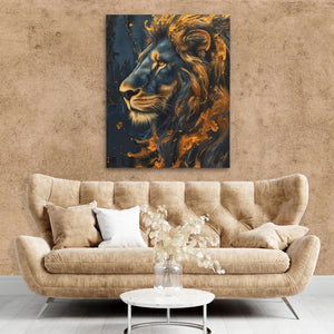 Flowing Gold Mane - Black and Gold Wall Art for Office