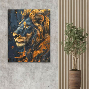 Flowing Gold Mane - Black and Gold Big Cat Canvas Print