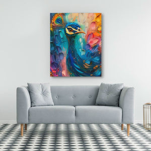 Flowing Rainbow Peacock - Large Abstract Canvas Print