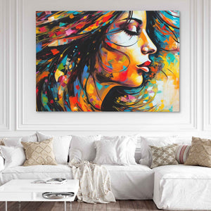 Flowing Thoughts - Colorful Portrait Canvas Print