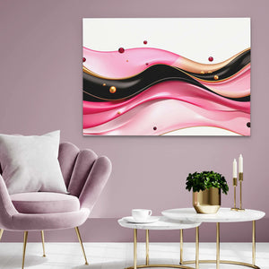 Fluid Pink River - Abstract Wall Art in Black Frame