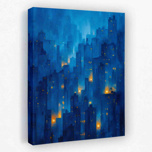 Foggy City - City Canvas Wall Art