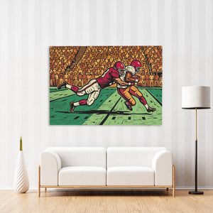 Football Players Collide — Football Players Collide New Striped Wall Luxe 126