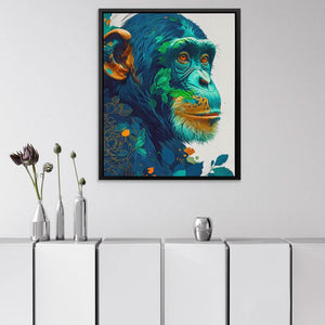 Forest Chimp - Chimp Wall Art in Black Frame