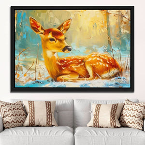 Forest Fawn - Beige Baby Animal Canvas Print