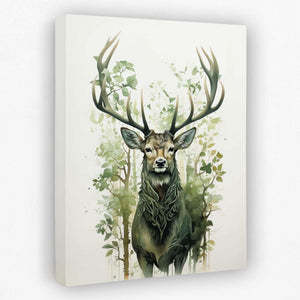 Forest Green Deer - Large Canvas Print