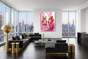 Fox Applies Lipstick โ fox applies lipstick modern living room interior 4 1port flush print