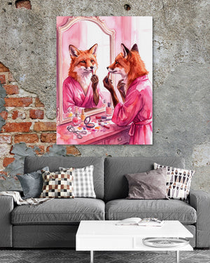 Fox Applies Lipstick โ fox applies lipstick psd exposed brick grey couch 1port flush print