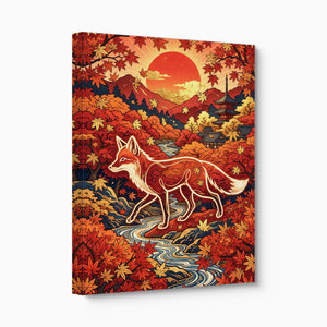 Fox Autumn Sunrise — fox autumn sunrise angled flush print
