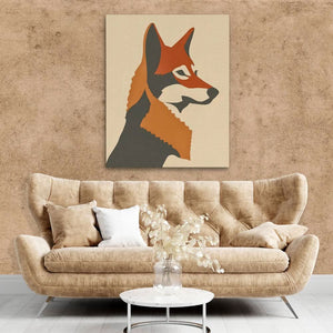 Fox Illustration - Beige Wall Art for Living Room