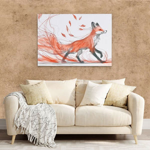 Fox in the Fall - Modern Wall Art in Black Frame