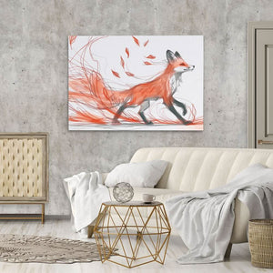 Fox in the Fall - Earth Tones Wall Art for Living Room