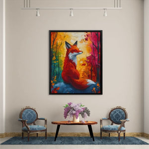 Fox in the Forest - Nature Wall Art in Black Frame