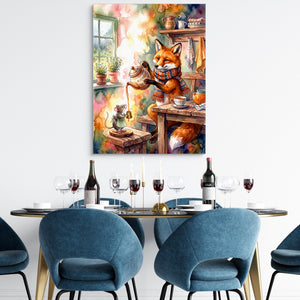 Fox Pouring Tea โ fox pouring tea sq dining room tables 1port flush print