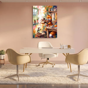 Fox Pouring Tea โ fox pouring tea sq pink office 1port flush print