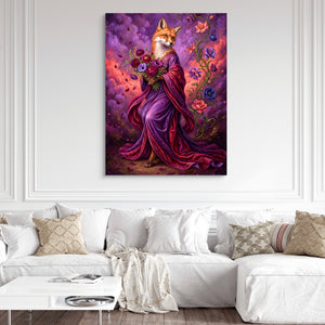 Fox with Bouquet โ fox with bouquet sq white couch and wall 1port flush print