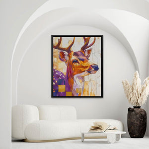 Fractal Deer - Deer Wall Art in Black Frame
