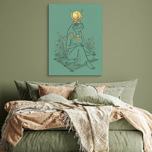 Frog Goddess Meditates โ frog goddess meditates sq green bedroom 1port flush print