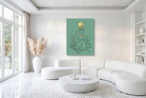 Frog Goddess Meditates โ frog goddess meditates white room with furniture 1port flush print