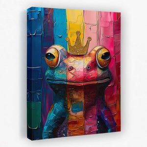Frog King - Frog Canvas Wall Art