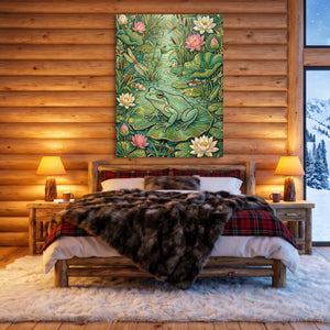 Frog Lily Pond โ frog lily pond sq cozy cabin 1port flush print