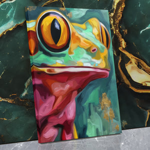 Frog Ochre Expressionist — Frog Ochre Expressionist Against Wall Mirror Wrap V3 18