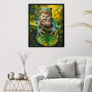 Frog on a Leaf - Earth Tones Wall Art