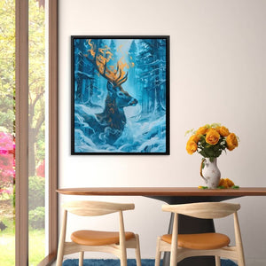 Frozen Deer - Surrealism Blue Canvas Wall Art