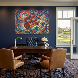 Galleon Swirling Seas — Galleon Swirling Seas Golf House Blue Land 134