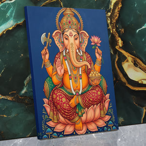 Ganesh Golden Lotus — Ganesh Golden Lotus Against Wall Mirror Wrap V3 19