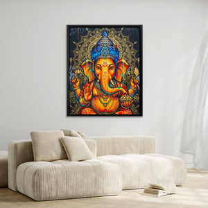 Ganesh Orange Mandala — Ganesh Orange Mandala Wing Blown Curtains 218