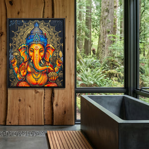Ganesh Orange Mandala — Ganesh Orange Mandala Outdoor Bathroom Log Port 128