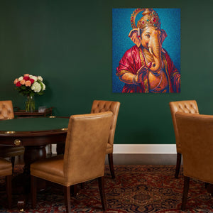 Ganesha Jeweled Crown canvas wall art, room view